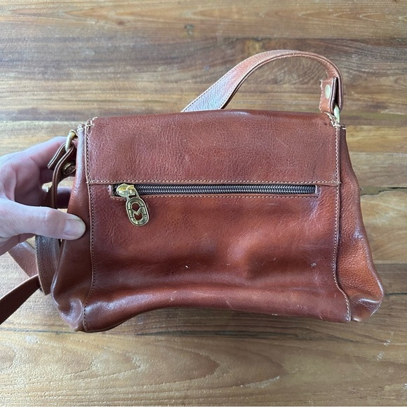 Vintage Marino Orlandi Purse Crossbody Bag Cognac Red Brown Leather Gold - Picture 6 of 15